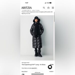 ISO:: Aritzia Black Long Puffer Coat size Large!
